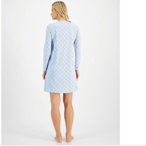 Charter Club Women's Printed Long-Sleeve Sleepshirt Multicolor Size L 4293 - Picture 2 of 2